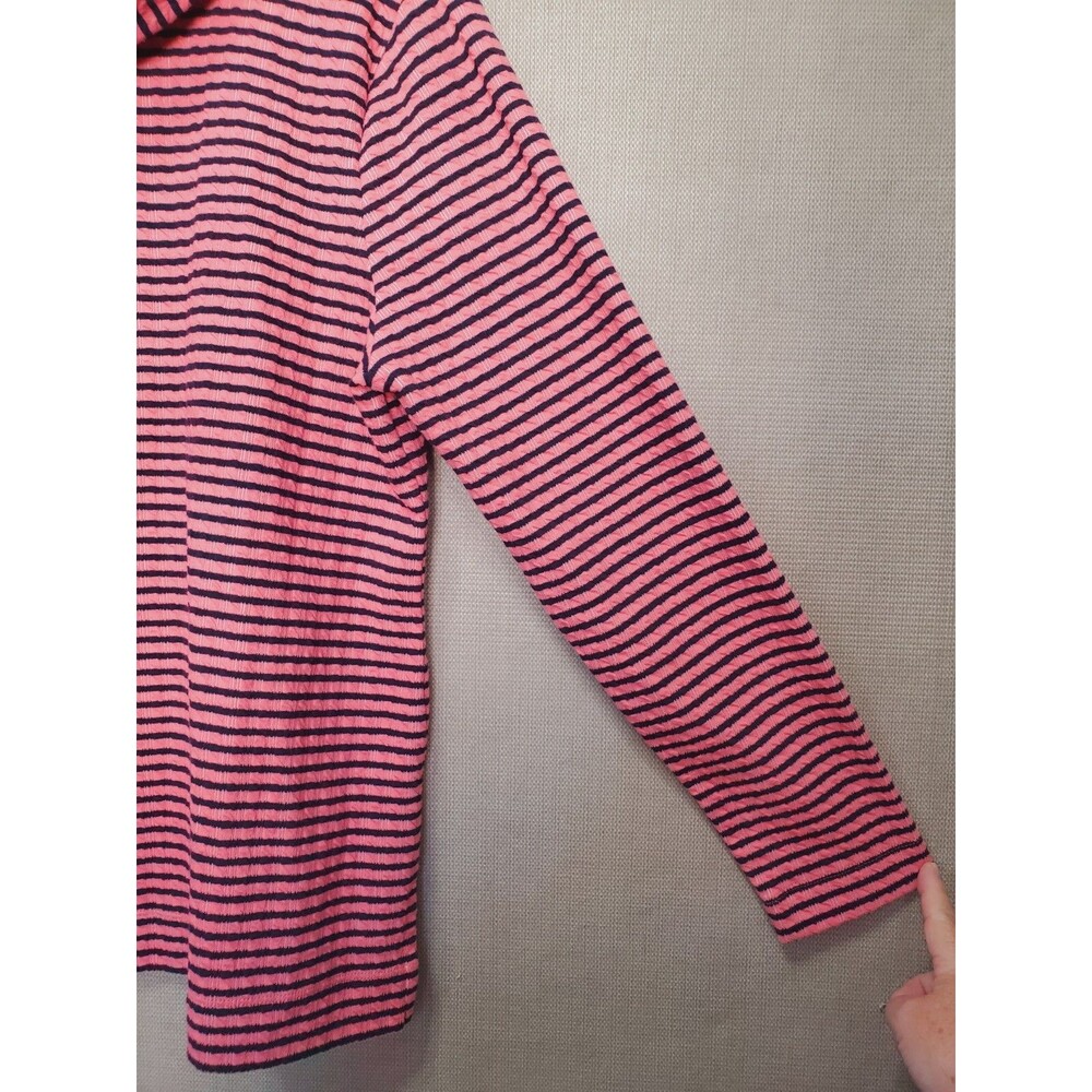 Talbots Petite Cotton Blend Textured Striped Cowl Neck Knit Top Size XLP - Picture 2 of 7